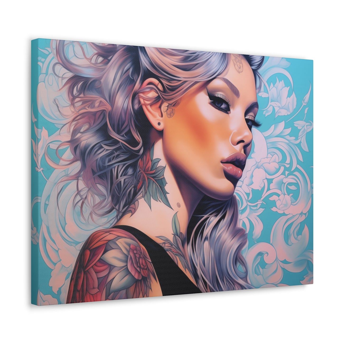 Gallery Wrapped Canvas, Edgy Tattooed Beauty, Urban Pop Art Canvas – Arabella