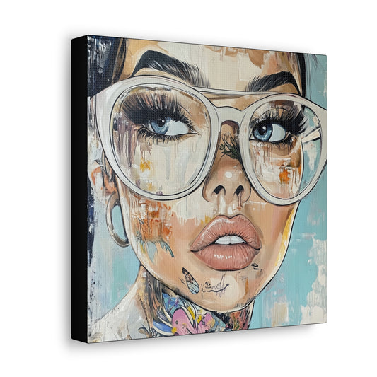 Canvas Gallery Wrap, Ladies in Lenses Wall Art, Abstract Femme Girl Art - Sabine