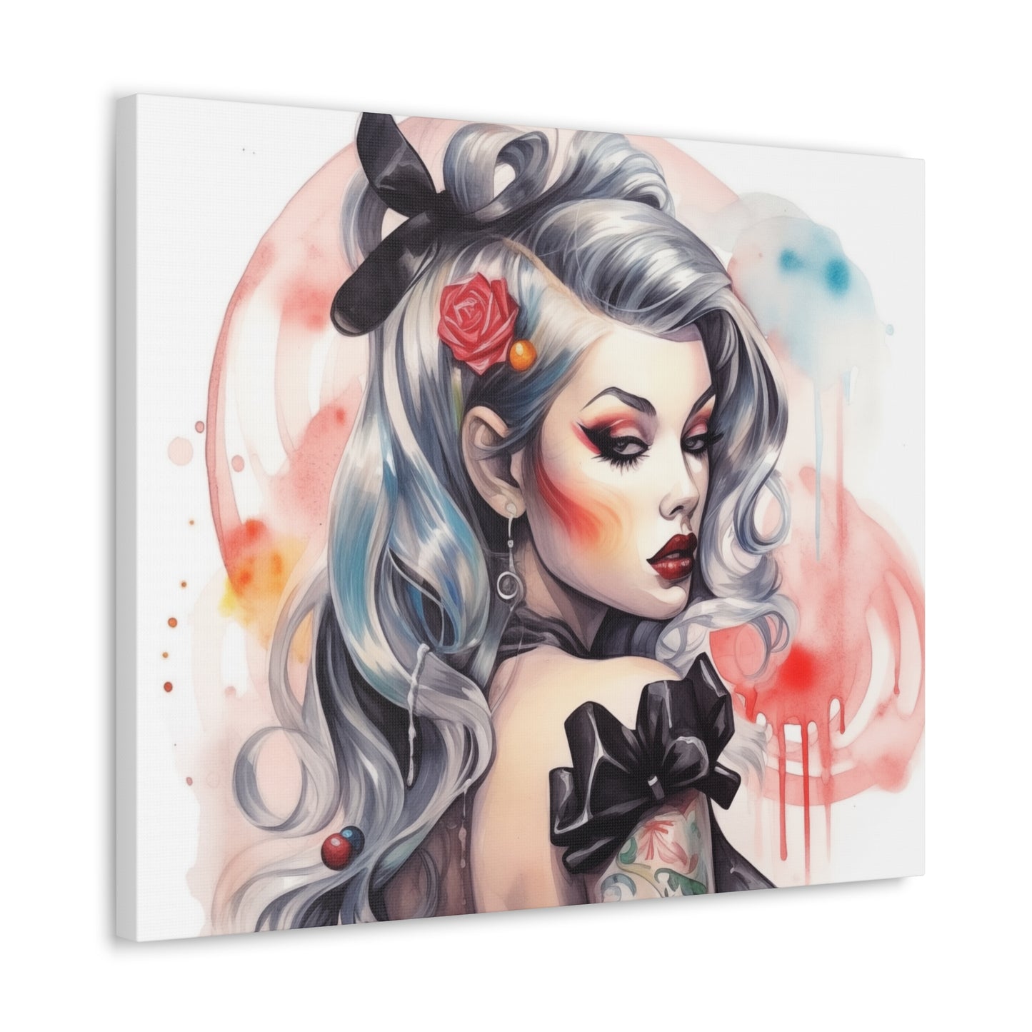 Gallery Wrapped Canvas, Edgy Tattooed Beauty, Urban Pop Art Canvas – Sabella
