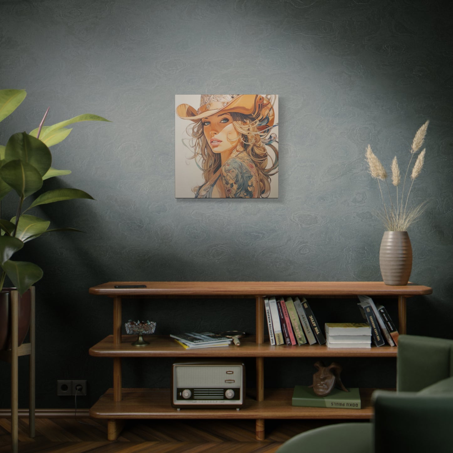 Gallery Wrapped Canvas, Wranglers and Wreckage Art Canvas, Erotic Pinup Art Canvas – Annie