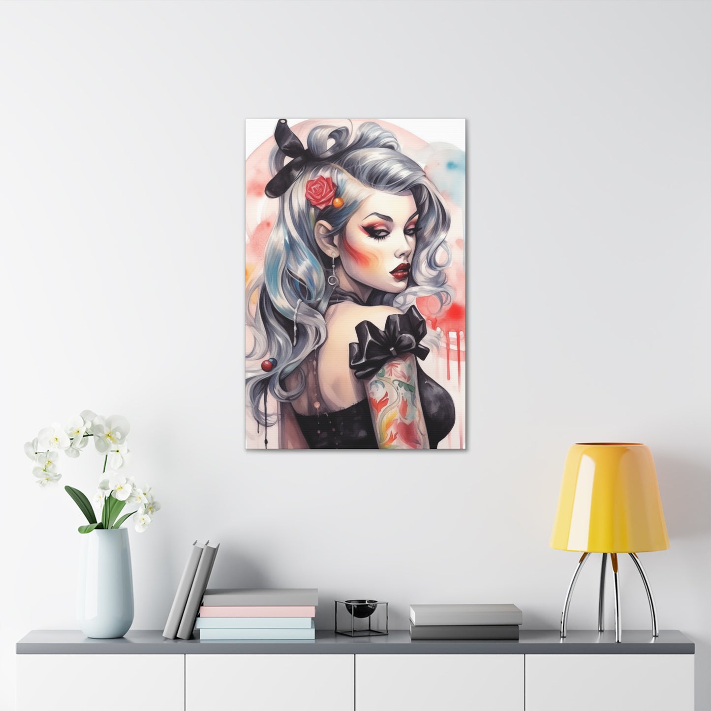 Gallery Wrapped Canvas, Edgy Tattooed Beauty, Urban Pop Art Canvas – Sabella