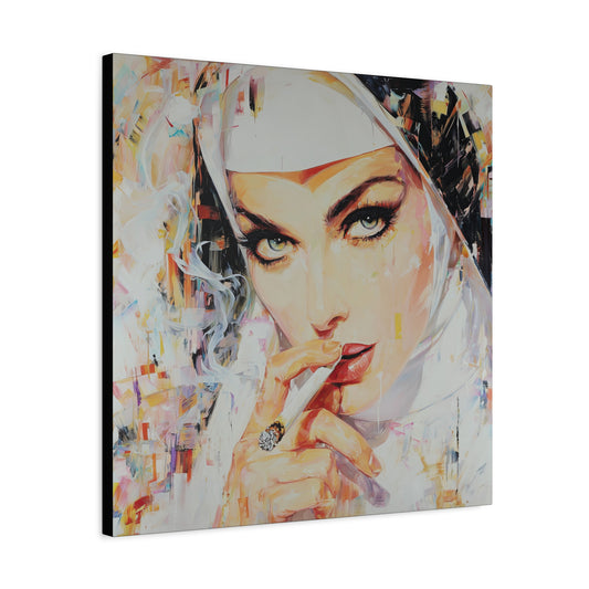 Gallery Wrapped Canvas, Habits and Heresy Art Canvas, Naughty Nuns Art Canvas – Sister Carmela