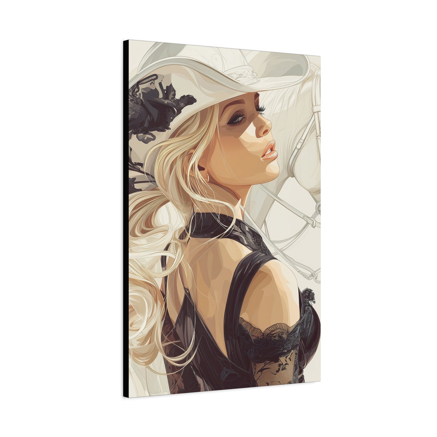 Gallery Wrapped Canvas, Wranglers and Wreckage Art Canvas, Erotic Pinup Art Canvas – Maisie