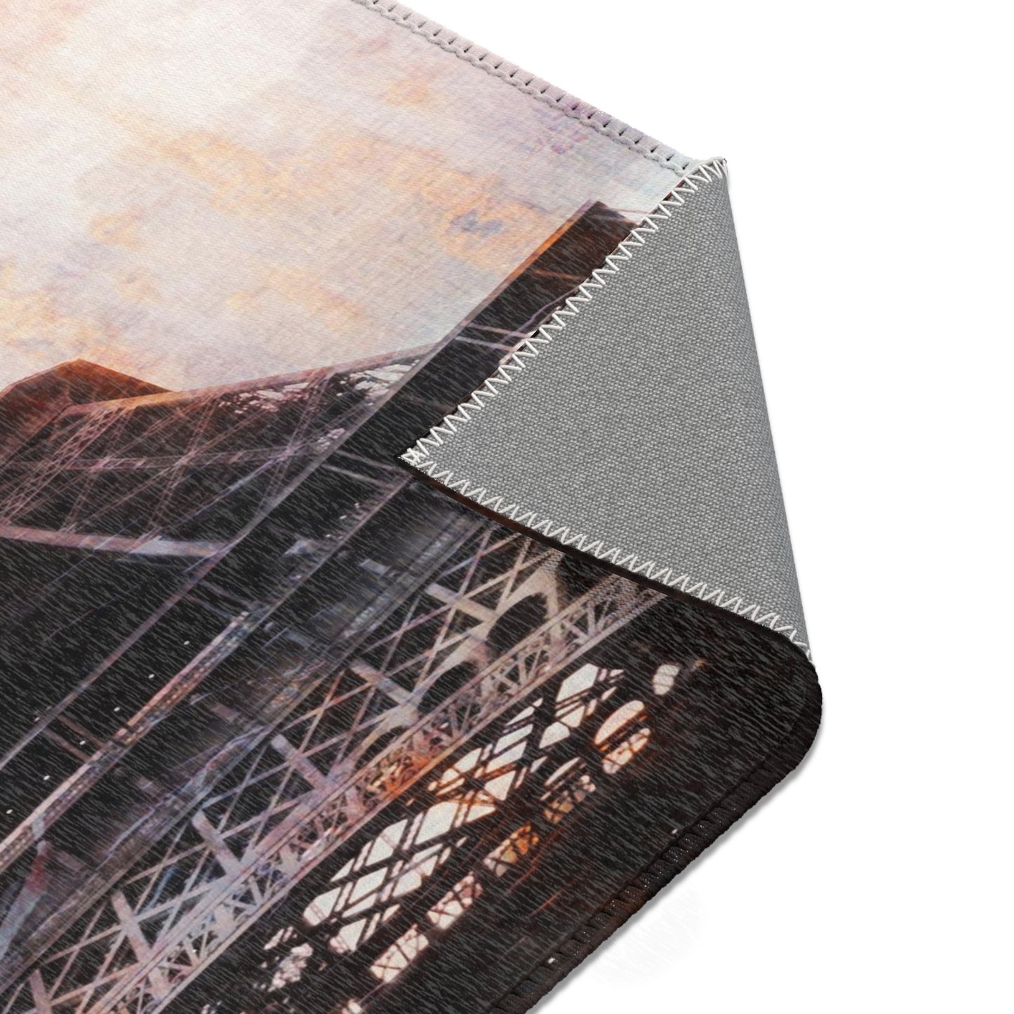 Eiffel Tower Area Rug - Abstract Paris Red Flower Floor Mat - Custom Area Rug