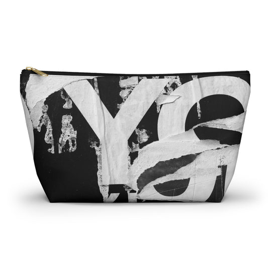 Accessory Pouch - Torn Poster Street Art Makeup Bag - Black and White YO - Urban Street Art