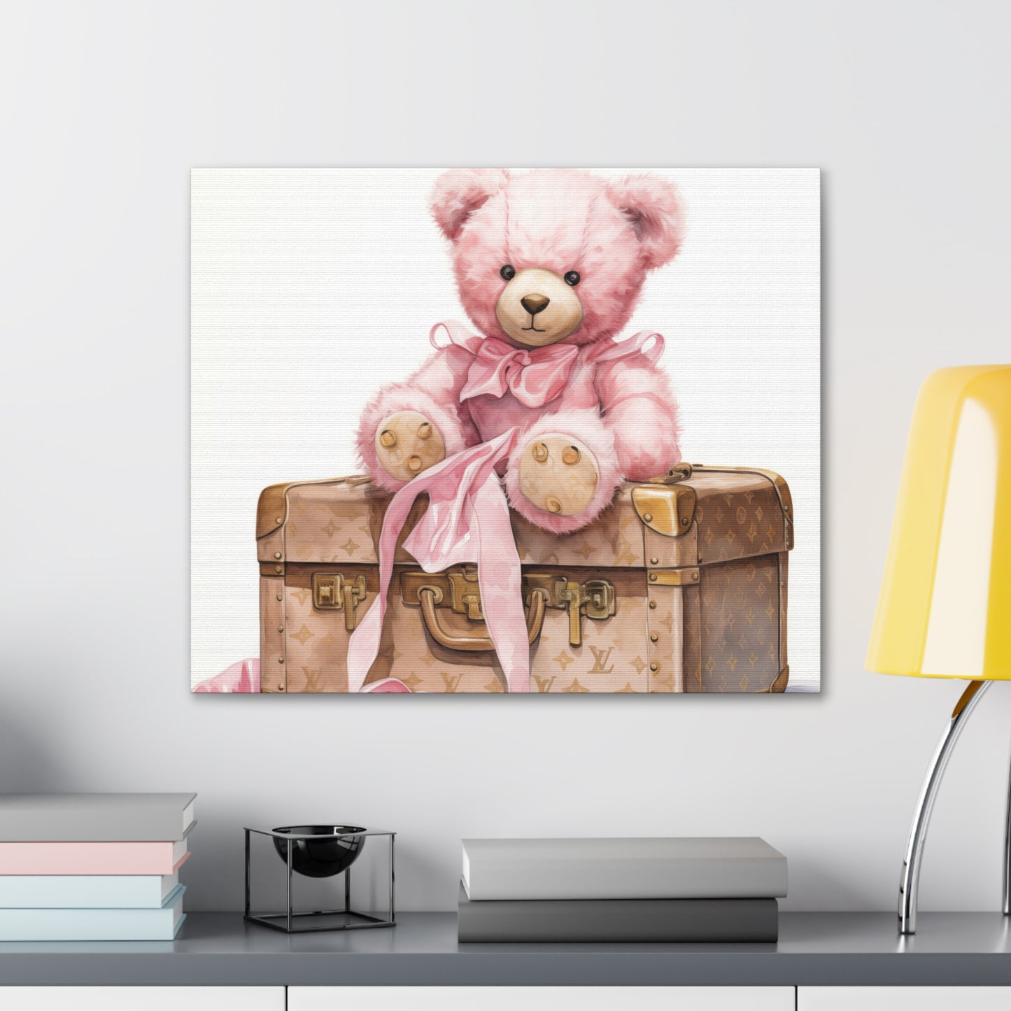 Canvas Gallery Wrap - LV Bear Wall Art - Gold Buttons