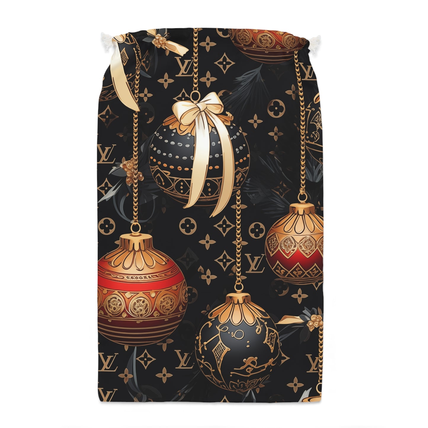 Designer Inspired Gift Sack - LV Christmas Bobble