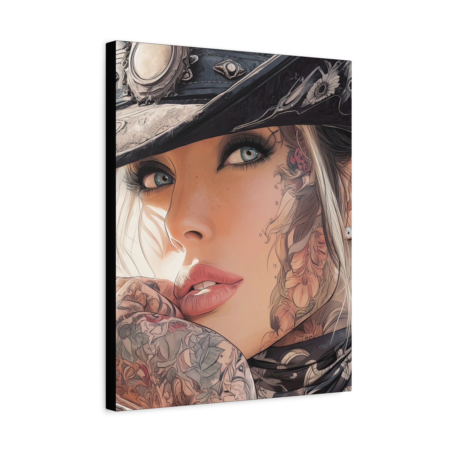 Gallery Wrapped Canvas, Wranglers and Wreckage Art Canvas, Erotic Pinup Art Canvas – Raine