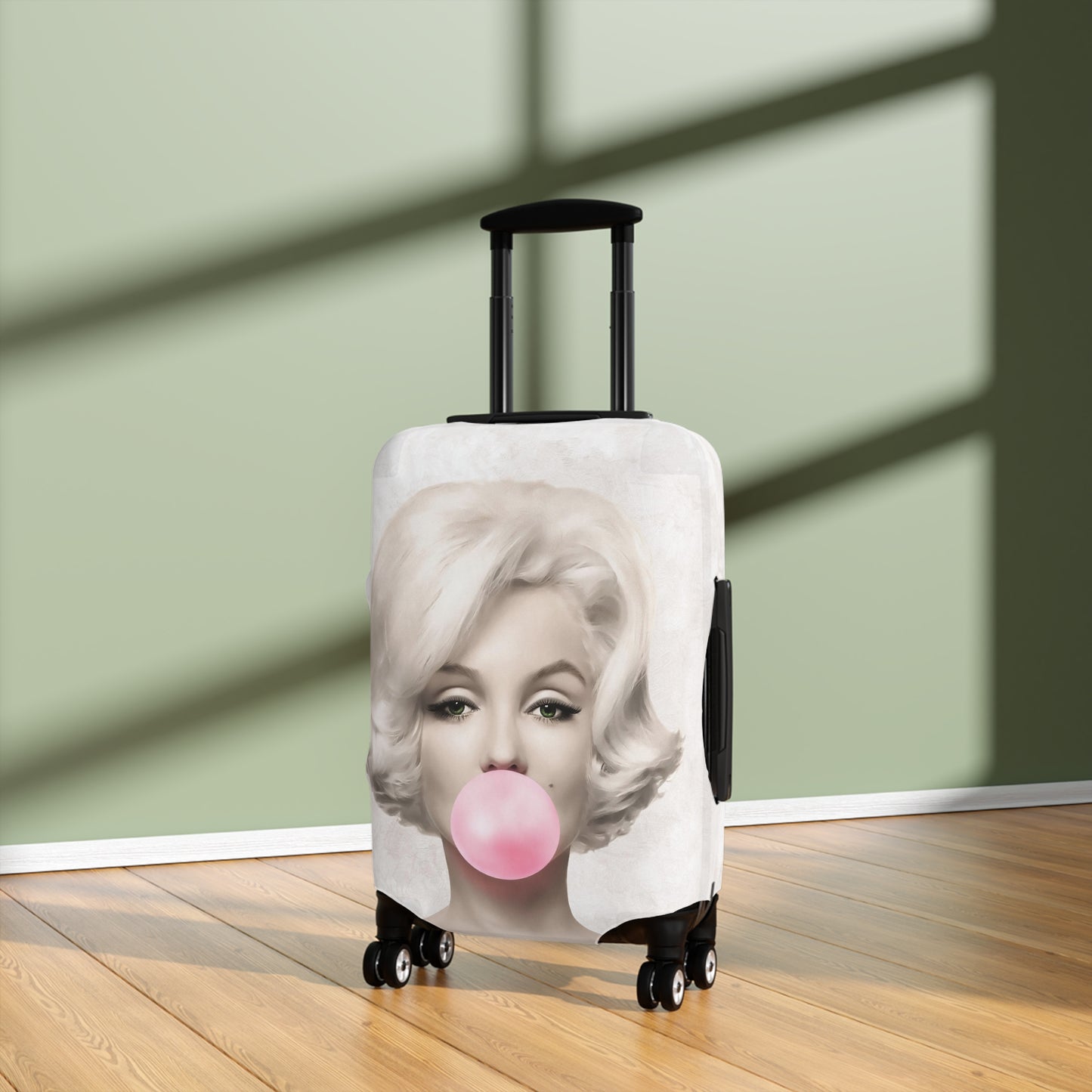 Bubblegum Luggage Cover - Celebrity Luggage Cover - Marilyn Monroe and Audrey Hepburn Bubblegum