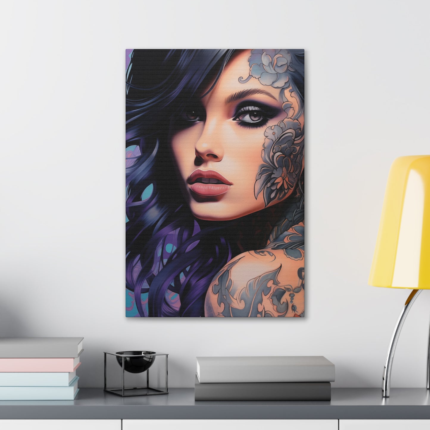 Gallery Wrapped Canvas, Edgy Tattooed Beauty, Urban Pop Art Canvas – Dominique