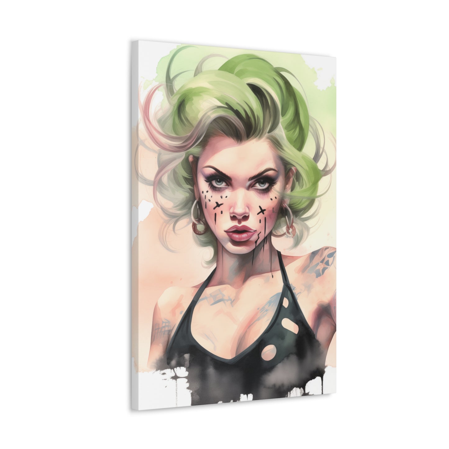 Gallery Wrapped Canvas, Edgy Tattooed Beauty, Urban Pop Art Canvas – Ivy