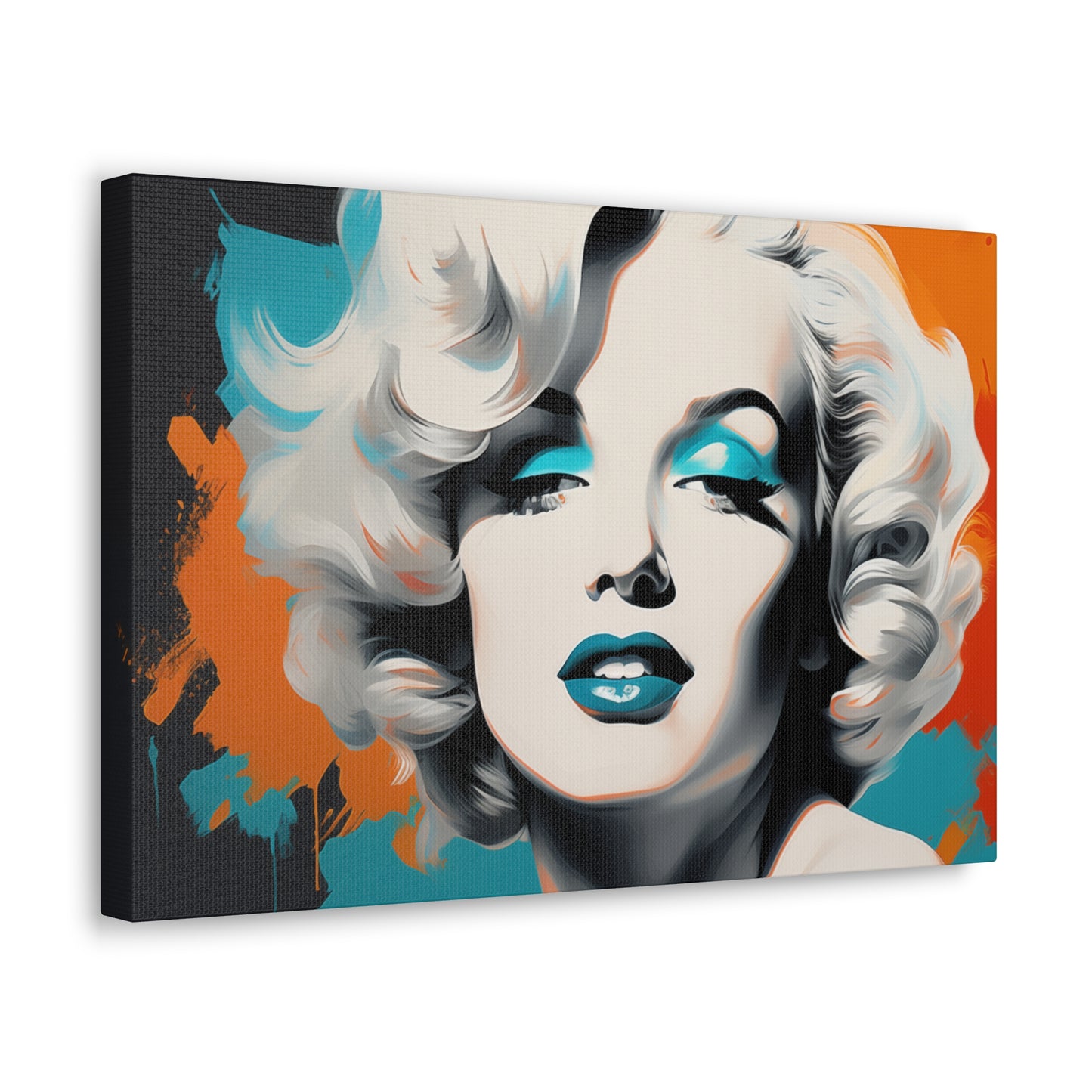 Canvas Wall Art, Gallery Wrapped Pop Art, Celebrity Wall Art – Marilyn Monroe - Orange and Teal