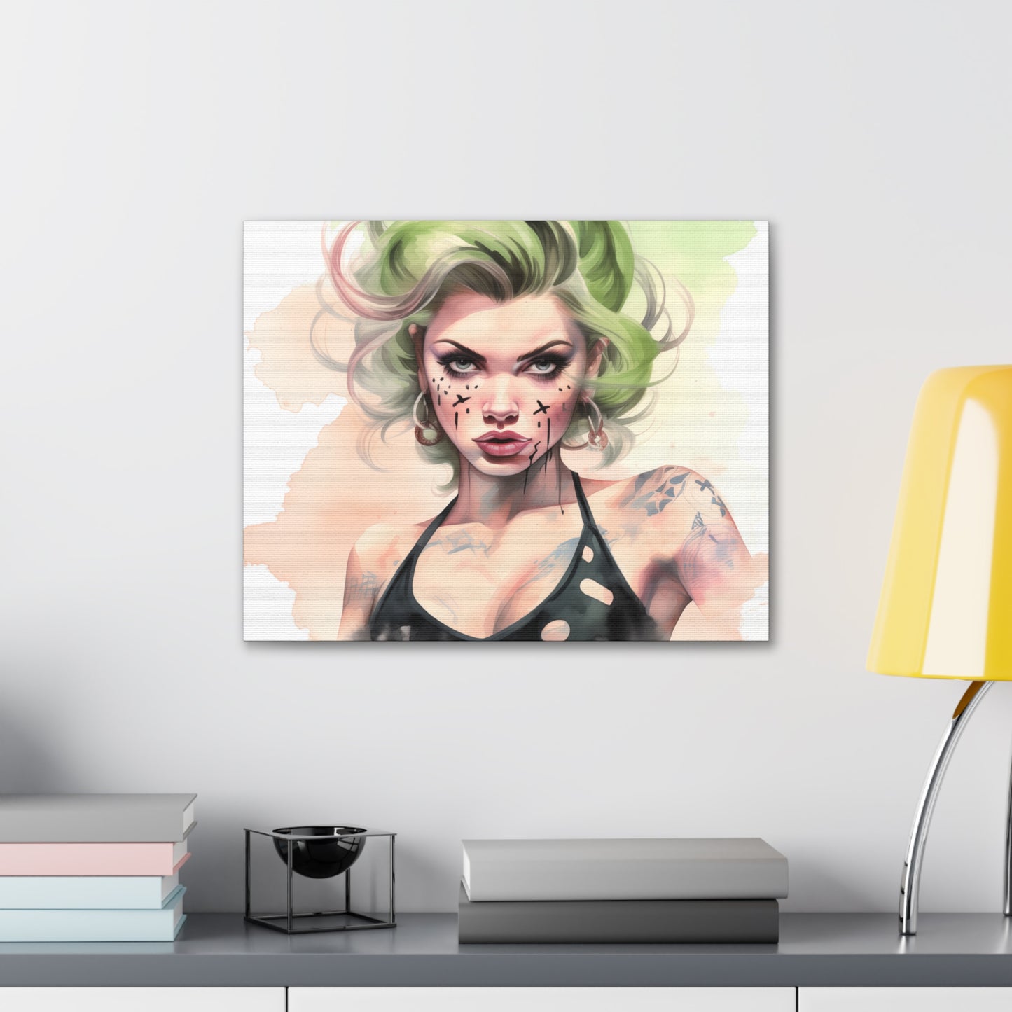 Gallery Wrapped Canvas, Edgy Tattooed Beauty, Urban Pop Art Canvas – Ivy