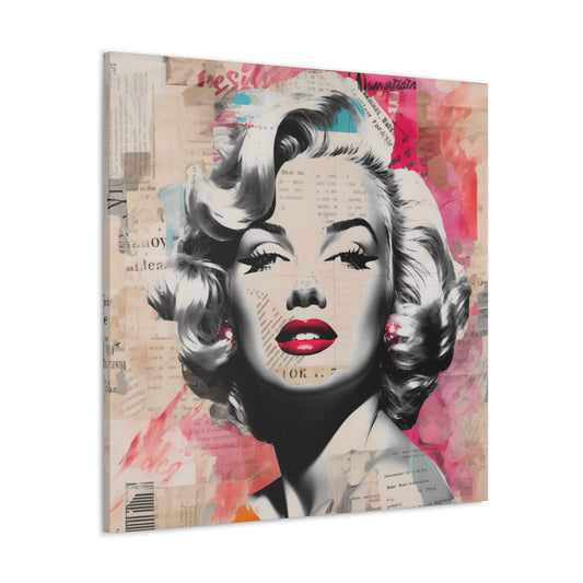 Canvas Wall Art, Gallery Wrapped Pop Art, Celebrity Wall Art – Marilyn Monroe - Newsprint