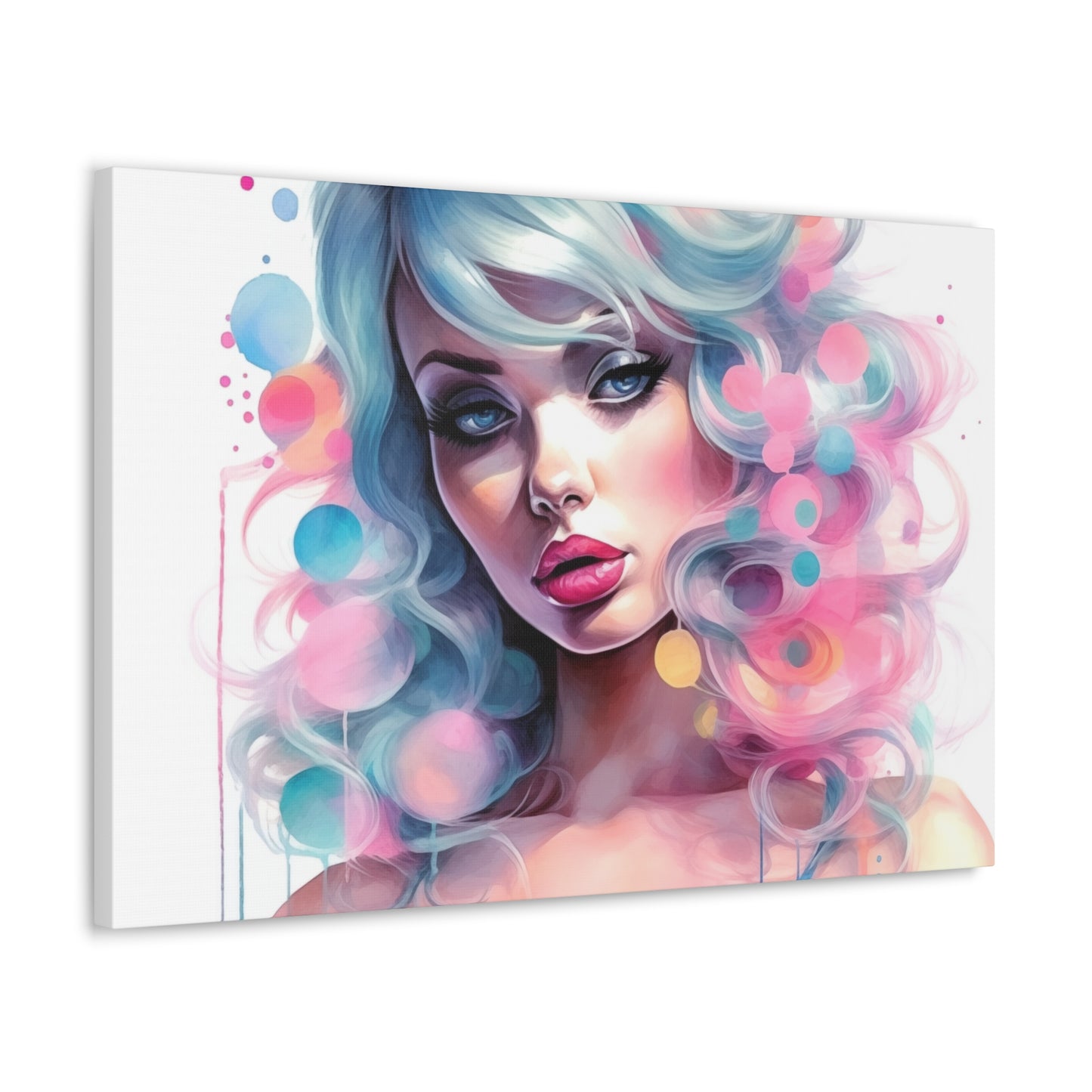 Canvas Gallery Wrapped High-Fashion Wall Art, Stylish Decor, Retro Femme Doll Pop Art – Sylvie