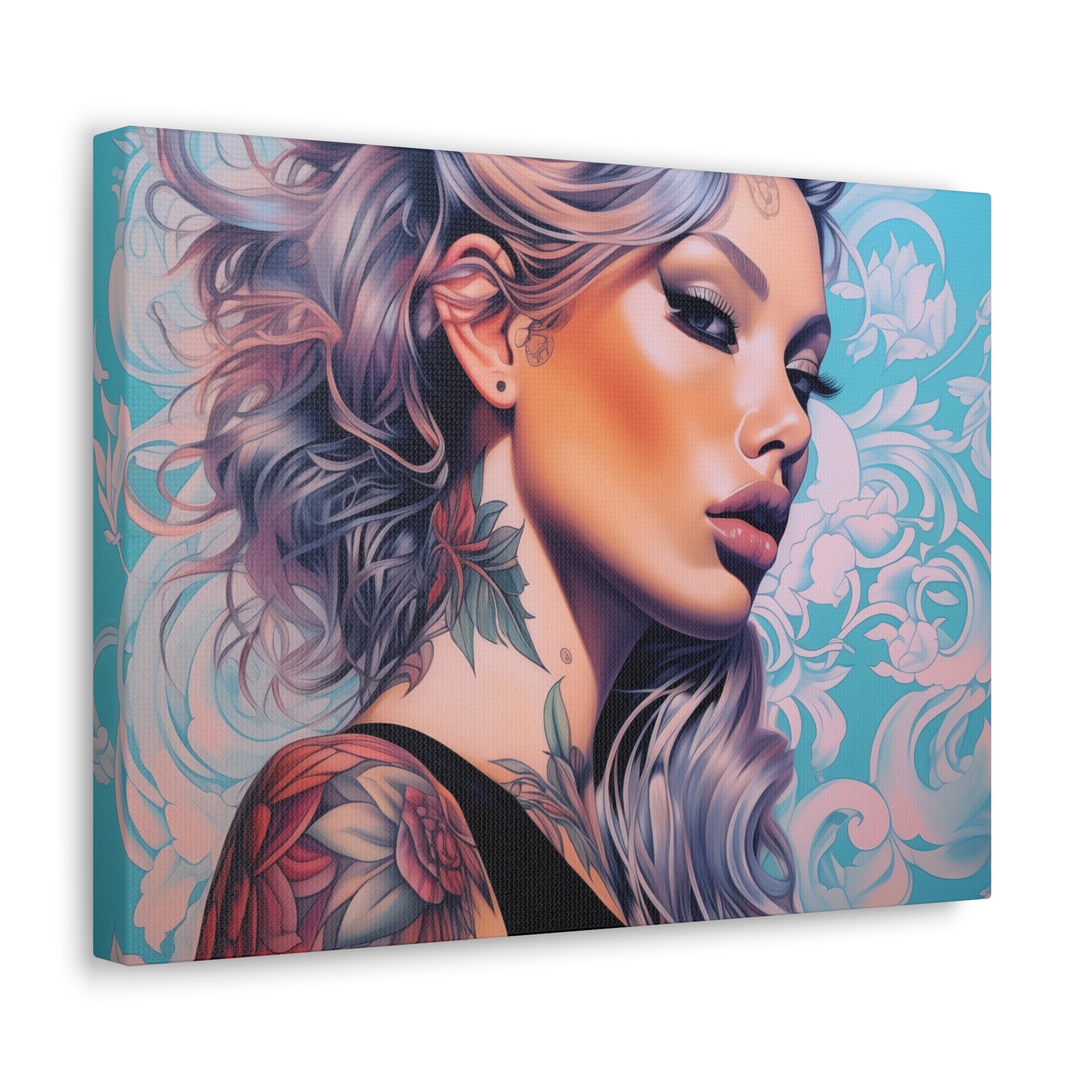 Gallery Wrapped Canvas, Edgy Tattooed Beauty, Urban Pop Art Canvas – Arabella