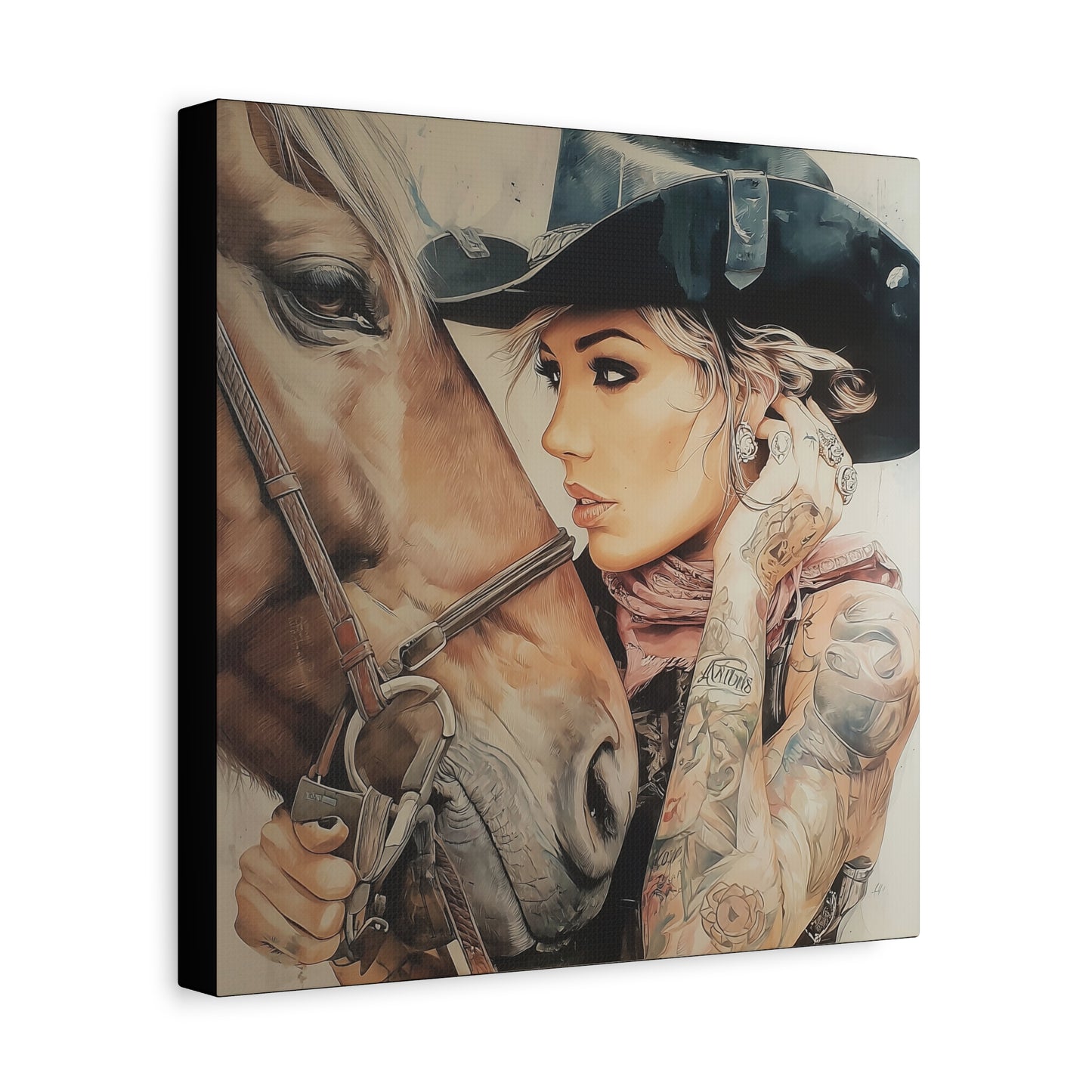 Gallery Wrapped Canvas, Wranglers and Wreckage Art Canvas, Erotic Pinup Art Canvas – Frankie