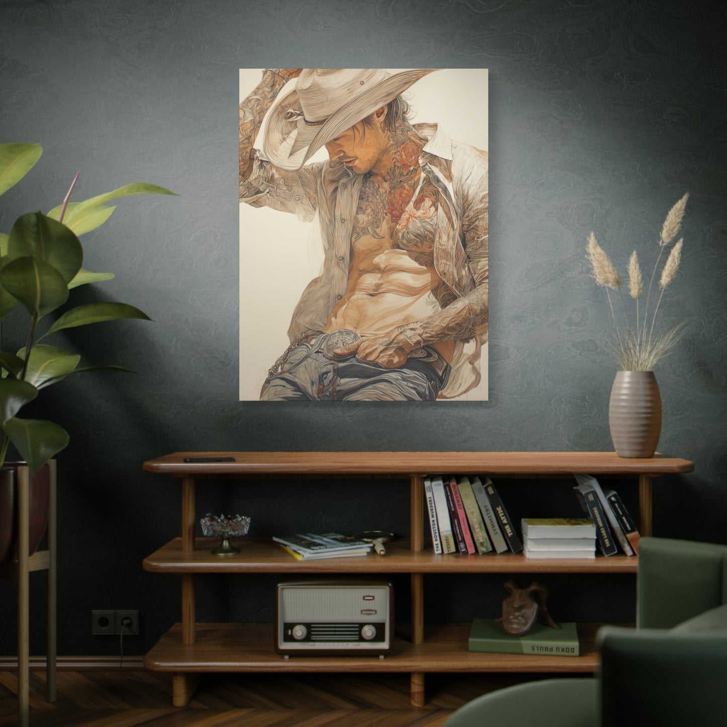 Gallery Wrapped Canvas, Wranglers and Wreckage Art Canvas, Erotic Pinup Art Canvas – Levi