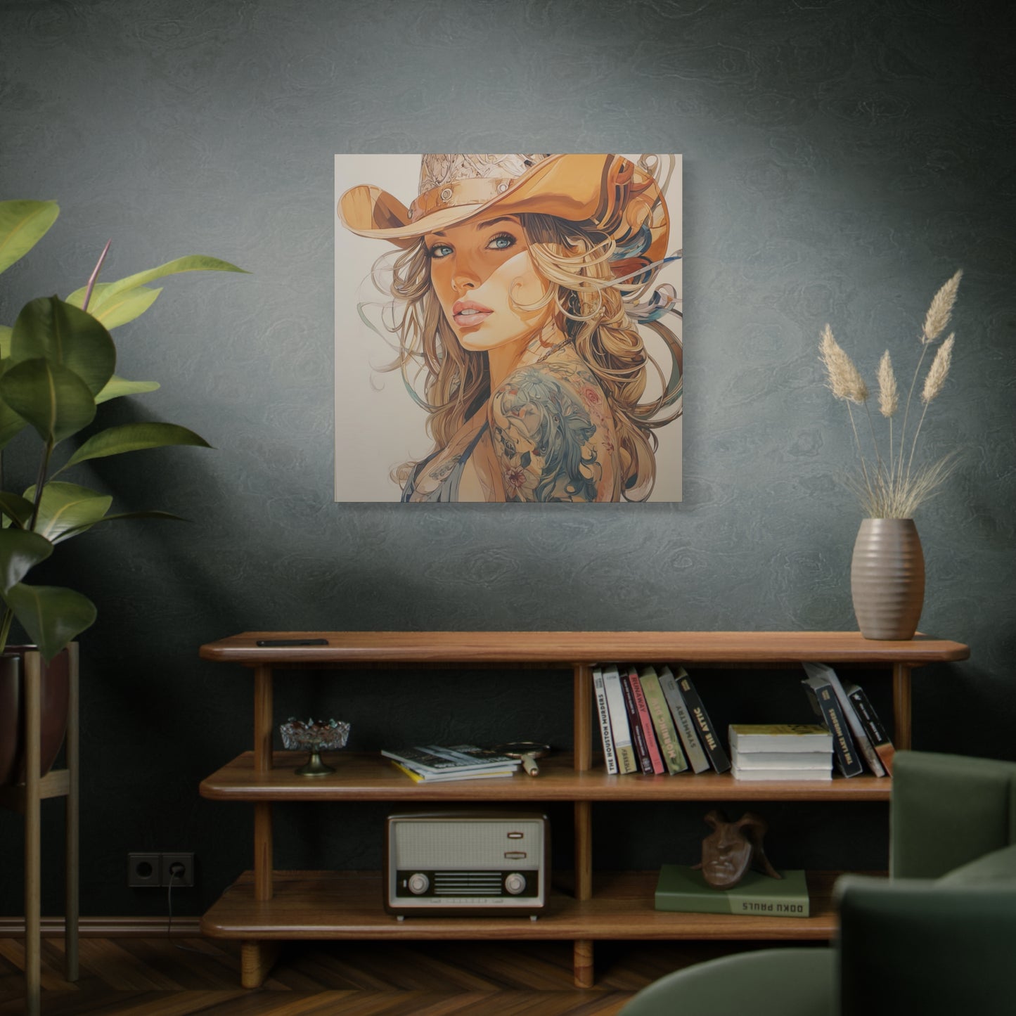 Gallery Wrapped Canvas, Wranglers and Wreckage Art Canvas, Erotic Pinup Art Canvas – Annie