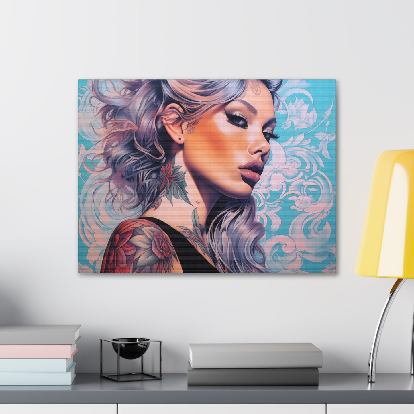 Gallery Wrapped Canvas, Edgy Tattooed Beauty, Urban Pop Art Canvas – Arabella