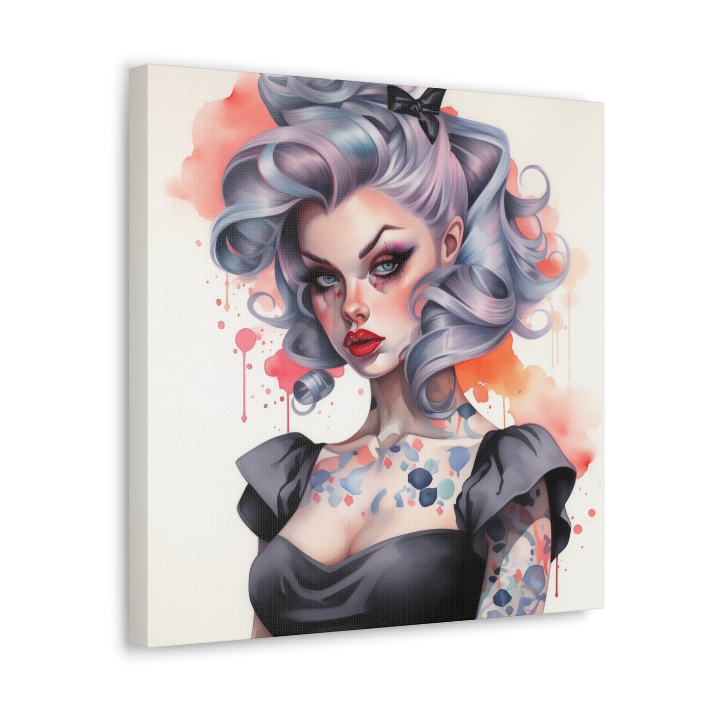 Gallery Wrapped Canvas, Edgy Tattooed Beauty, Urban Pop Art Canvas – Noelle