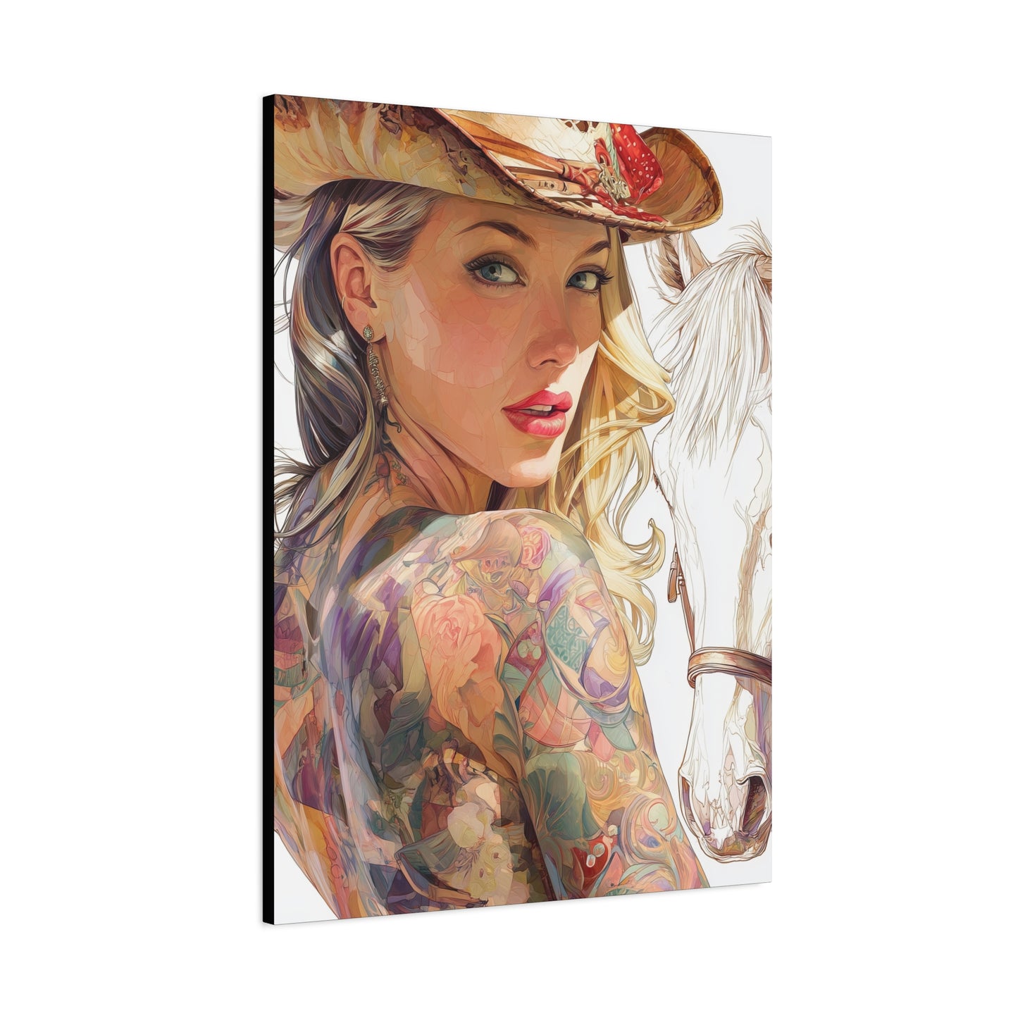 Gallery Wrapped Canvas, Wranglers and Wreckage Art Canvas, Erotic Pinup Art Canvas – Denver