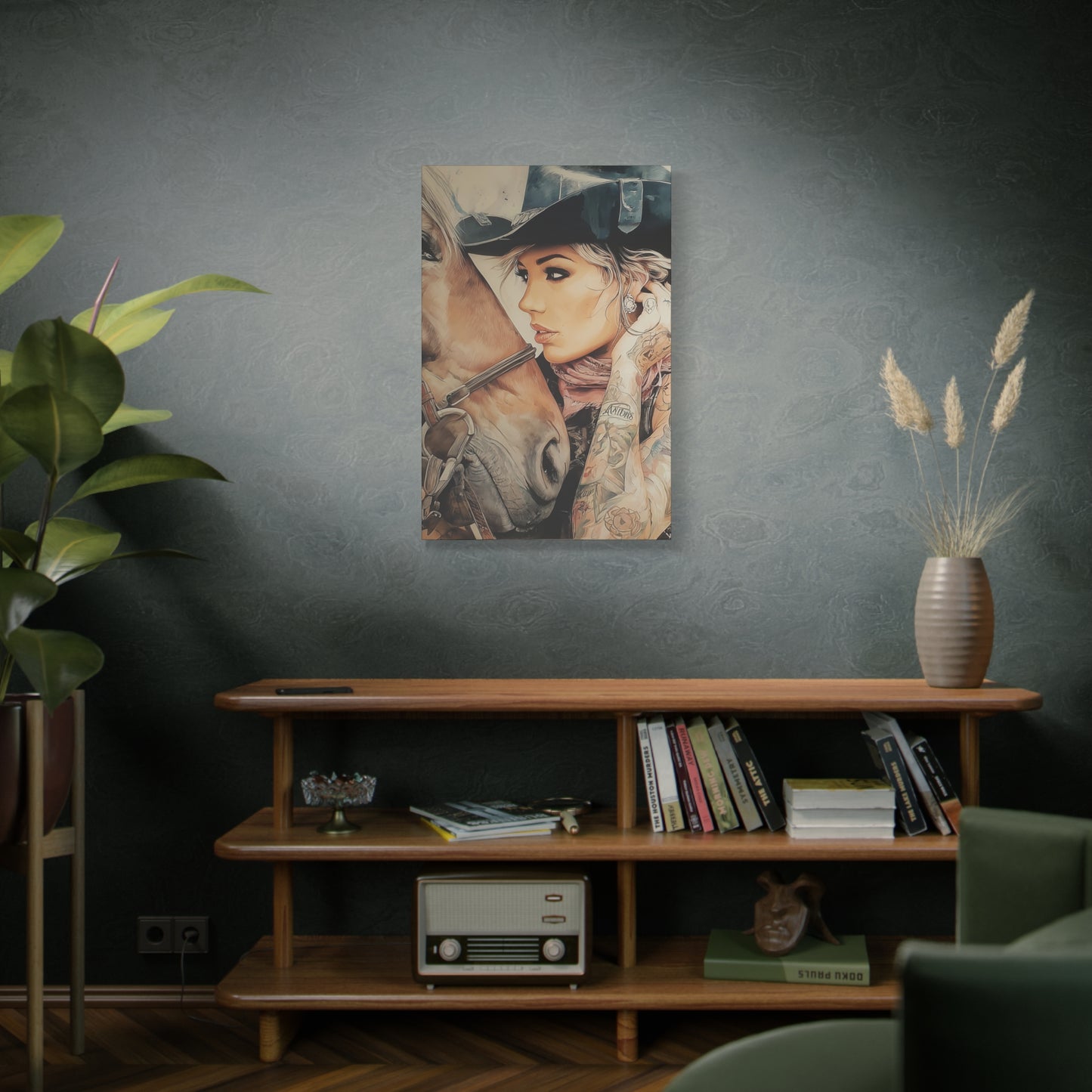 Gallery Wrapped Canvas, Wranglers and Wreckage Art Canvas, Erotic Pinup Art Canvas – Frankie