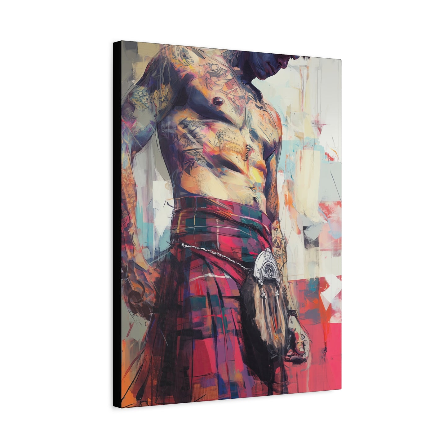 Gallery Wrapped Canvas, Kilts and Carnage Art Canvas, Erotic Pinup Art Canvas – Angus