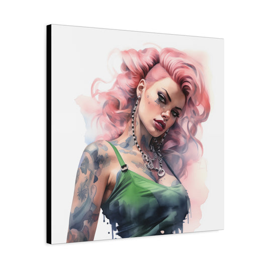 Gallery Wrapped Canvas, Edgy Tattooed Beauty, Urban Pop Art Canvas – Colette