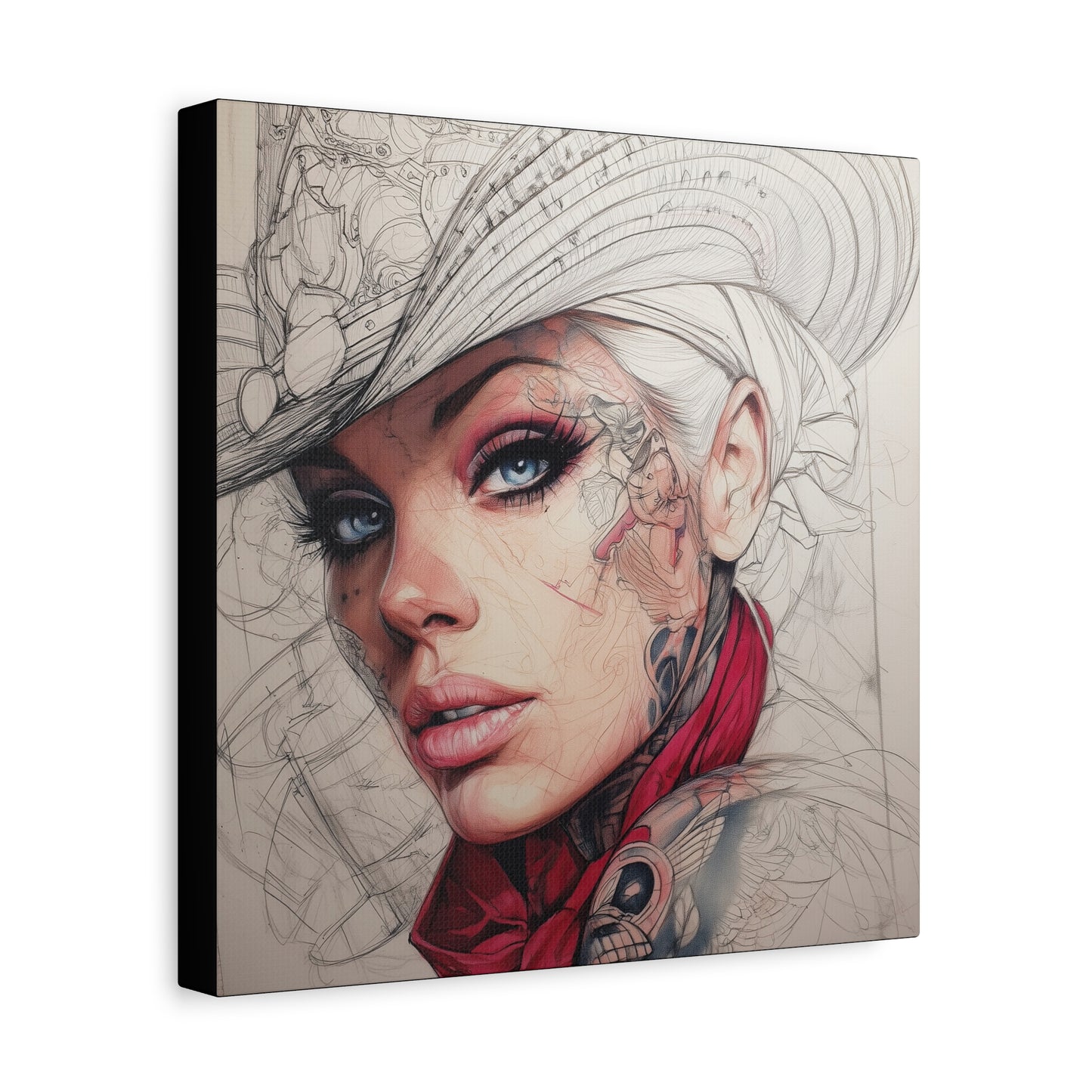 Gallery Wrapped Canvas, Wranglers and Wreckage Art Canvas, Erotic Pinup Art Canvas – Pearl