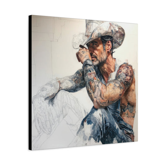 Gallery Wrapped Canvas, Wranglers and Wreckage Art Canvas, Erotic Pinup Art Canvas – Jace