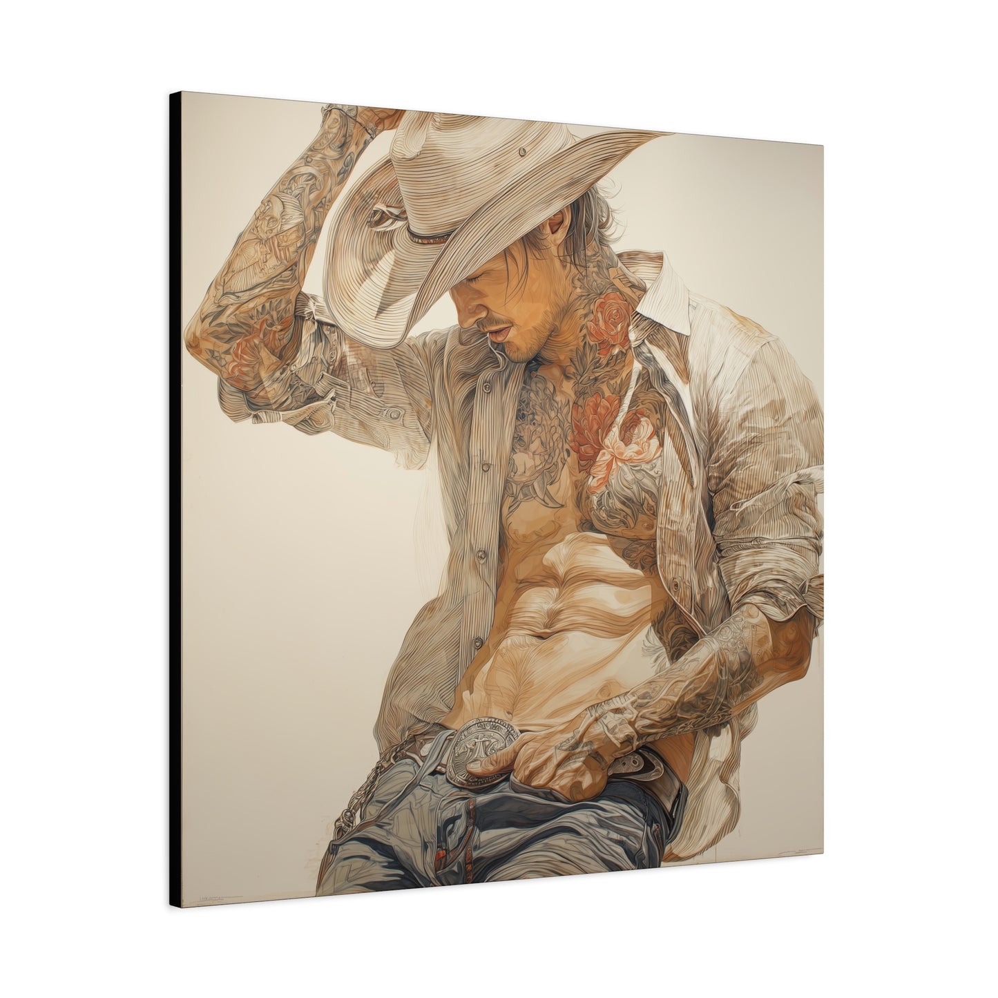 Gallery Wrapped Canvas, Wranglers and Wreckage Art Canvas, Erotic Pinup Art Canvas – Levi