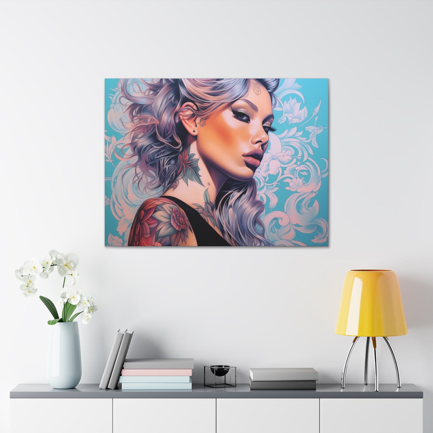 Gallery Wrapped Canvas, Edgy Tattooed Beauty, Urban Pop Art Canvas – Arabella