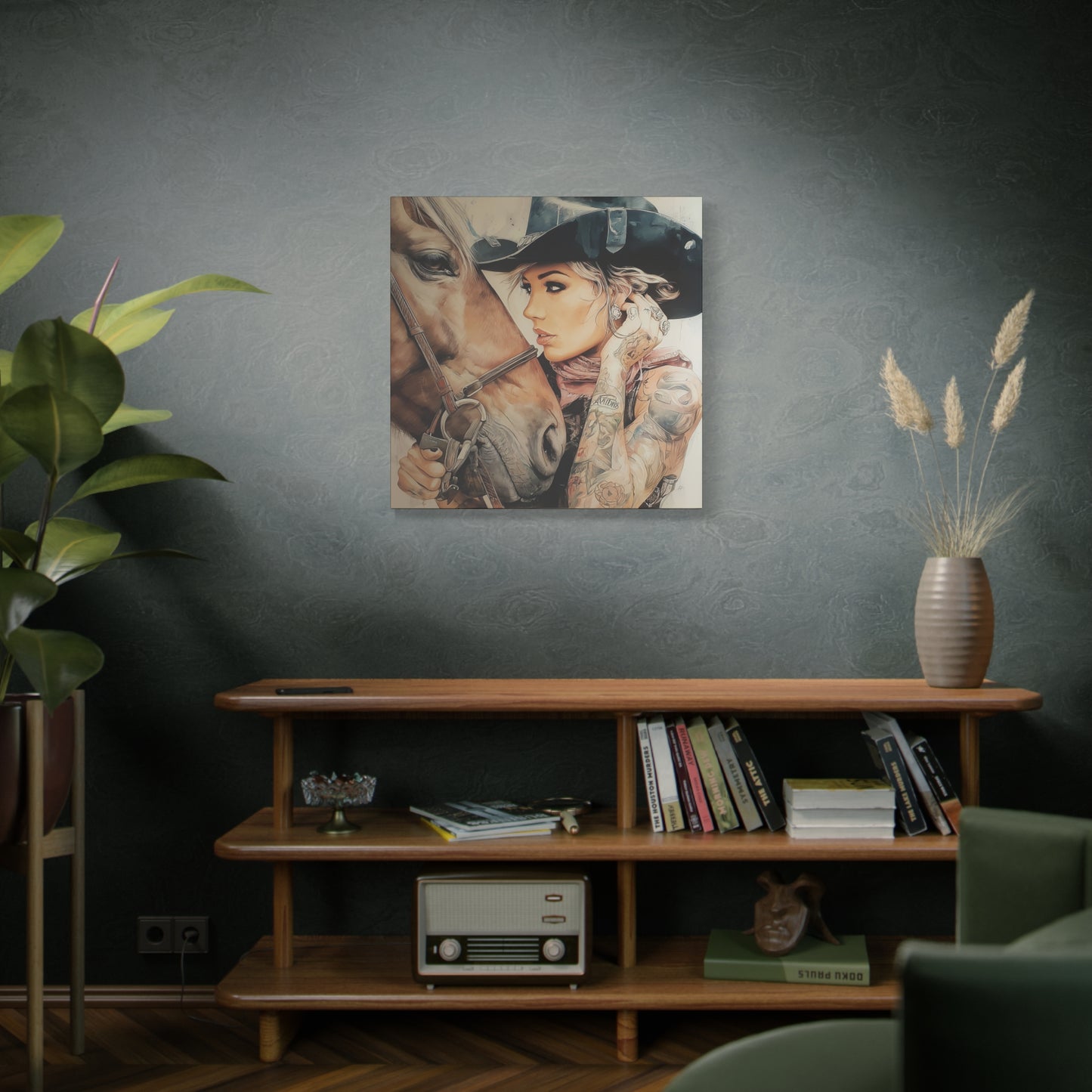 Gallery Wrapped Canvas, Wranglers and Wreckage Art Canvas, Erotic Pinup Art Canvas – Frankie