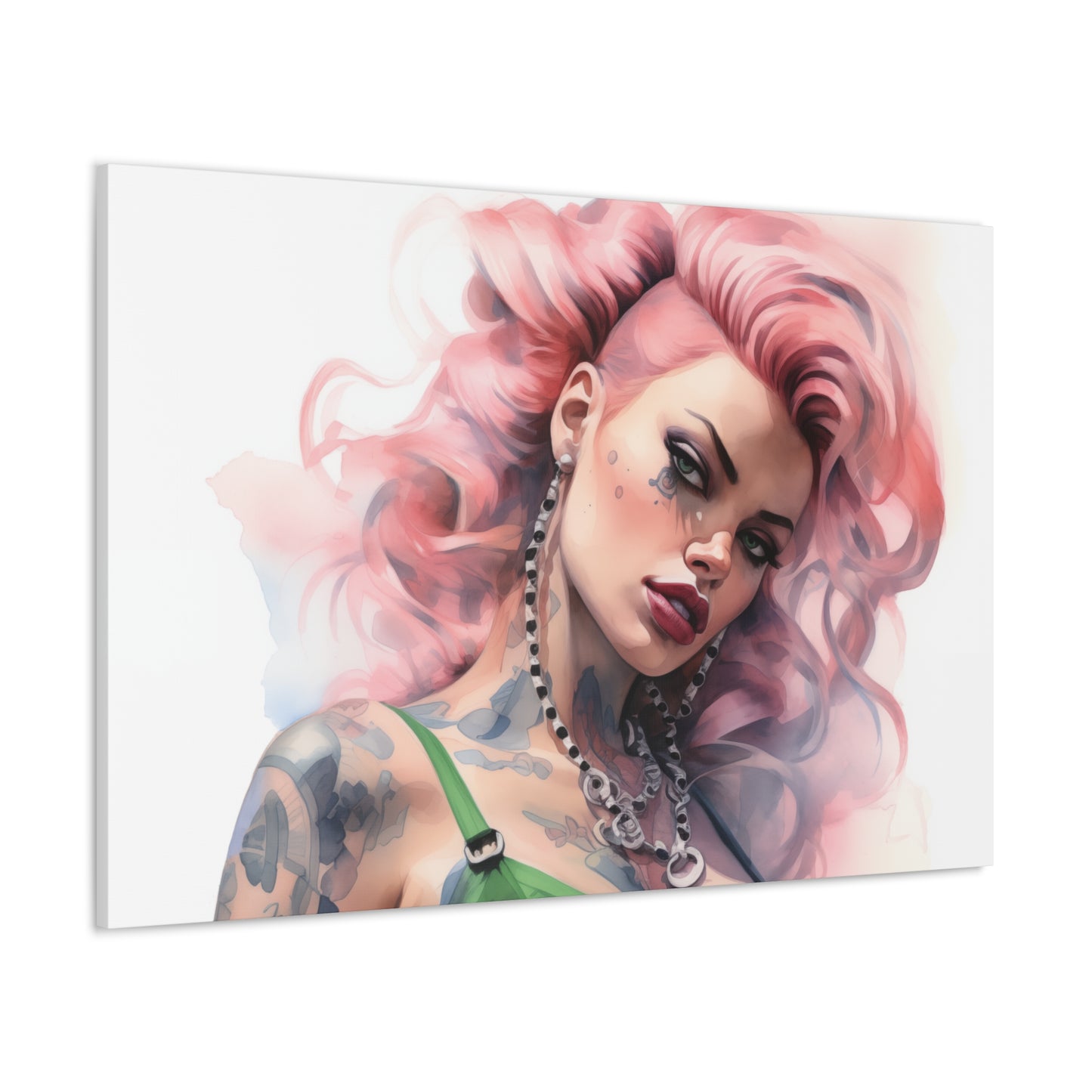 Gallery Wrapped Canvas, Edgy Tattooed Beauty, Urban Pop Art Canvas – Colette