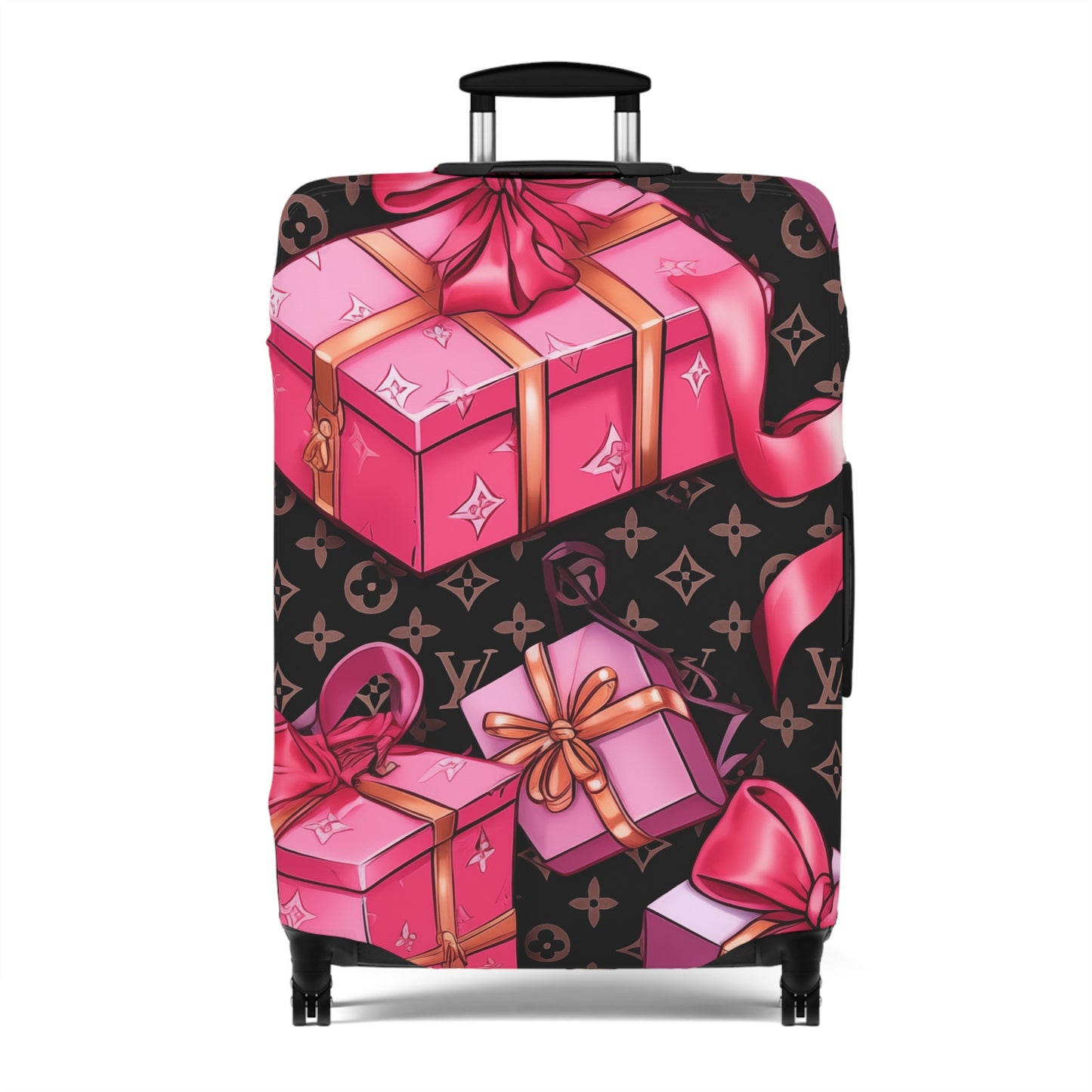 Designer Inspired Luggage Cover - LV Hot Pink
