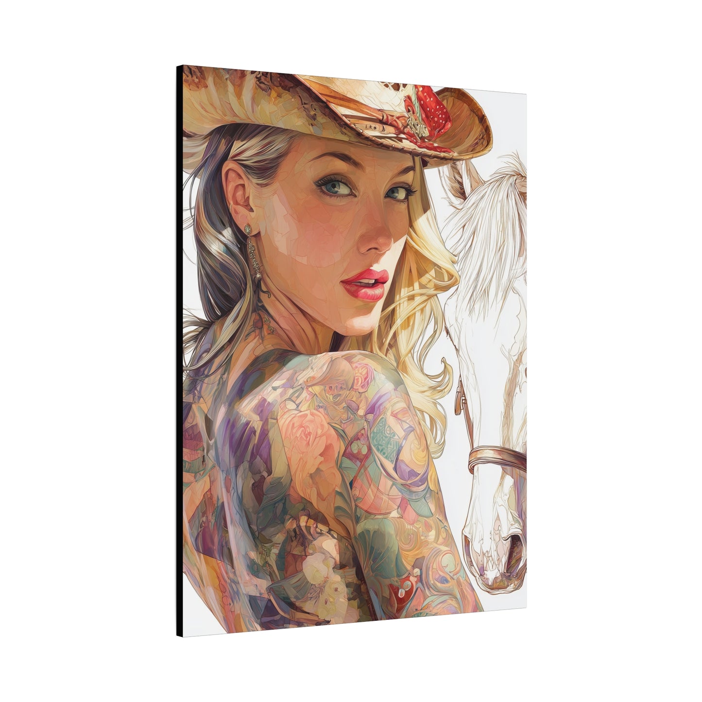 Gallery Wrapped Canvas, Wranglers and Wreckage Art Canvas, Erotic Pinup Art Canvas – Denver