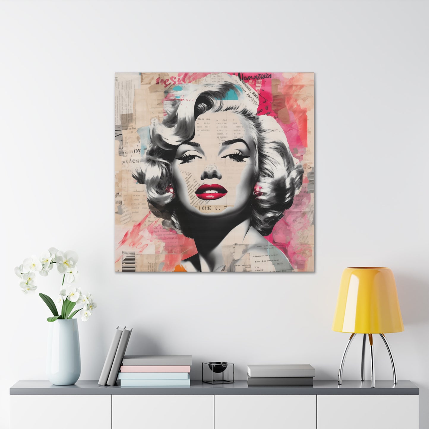 Canvas Wall Art, Gallery Wrapped Pop Art, Celebrity Wall Art – Marilyn Monroe - Newsprint