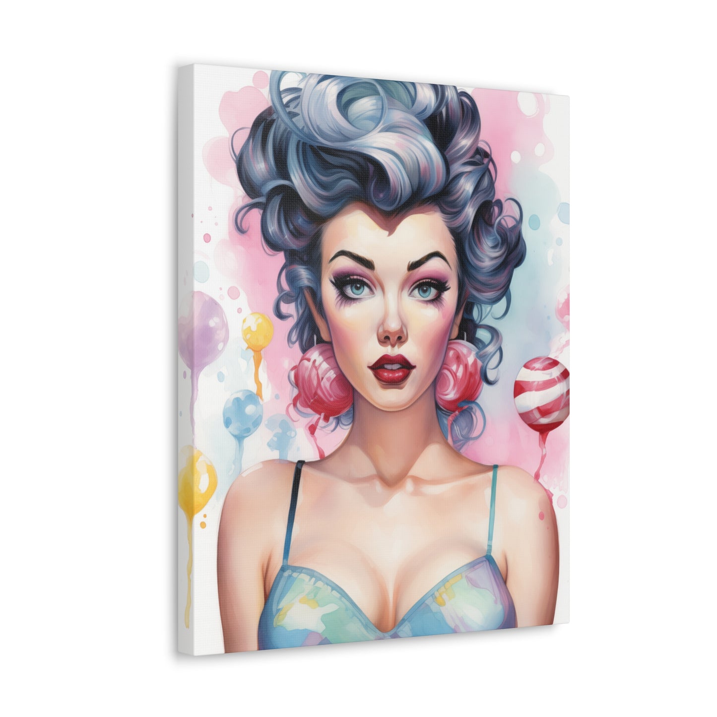 Canvas Gallery Wrapped High-Fashion Wall Art, Stylish Decor, Retro Femme Doll Pop Art – Poppy