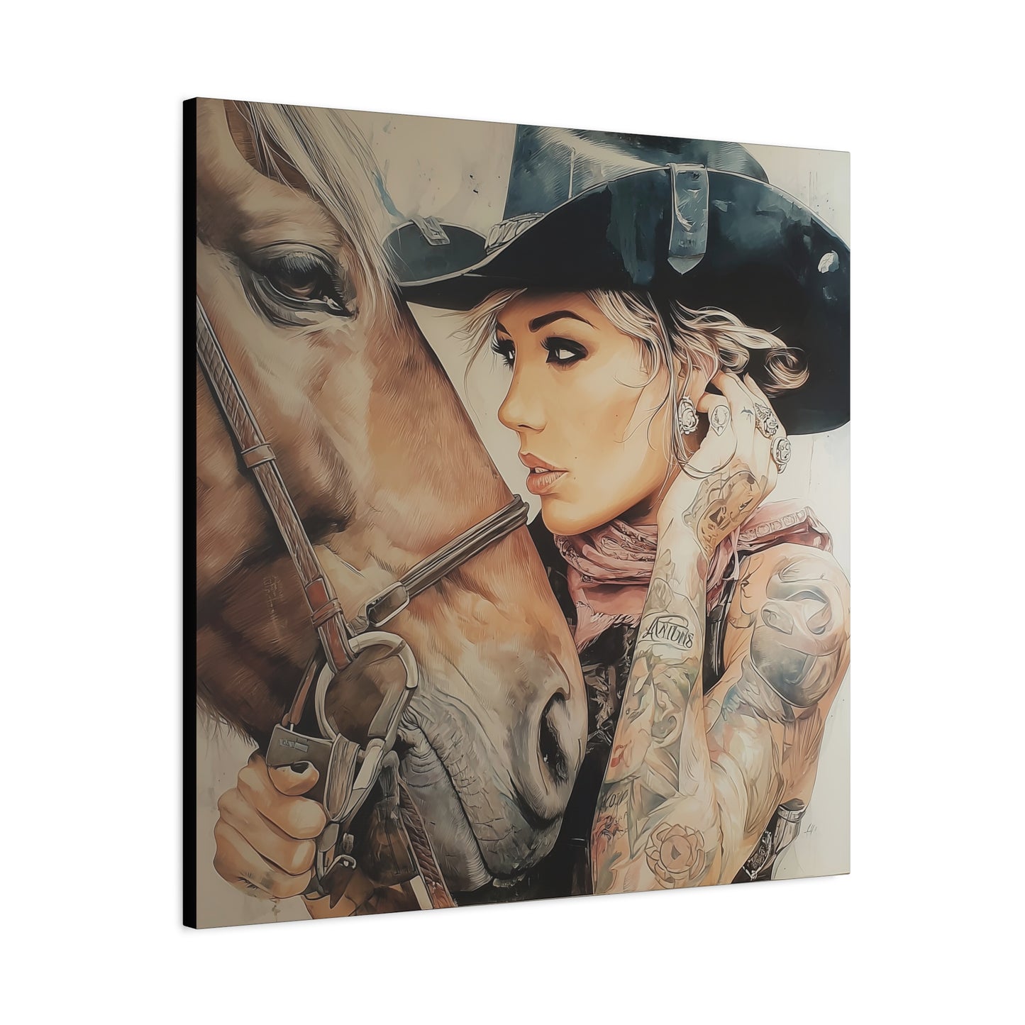 Gallery Wrapped Canvas, Wranglers and Wreckage Art Canvas, Erotic Pinup Art Canvas – Frankie
