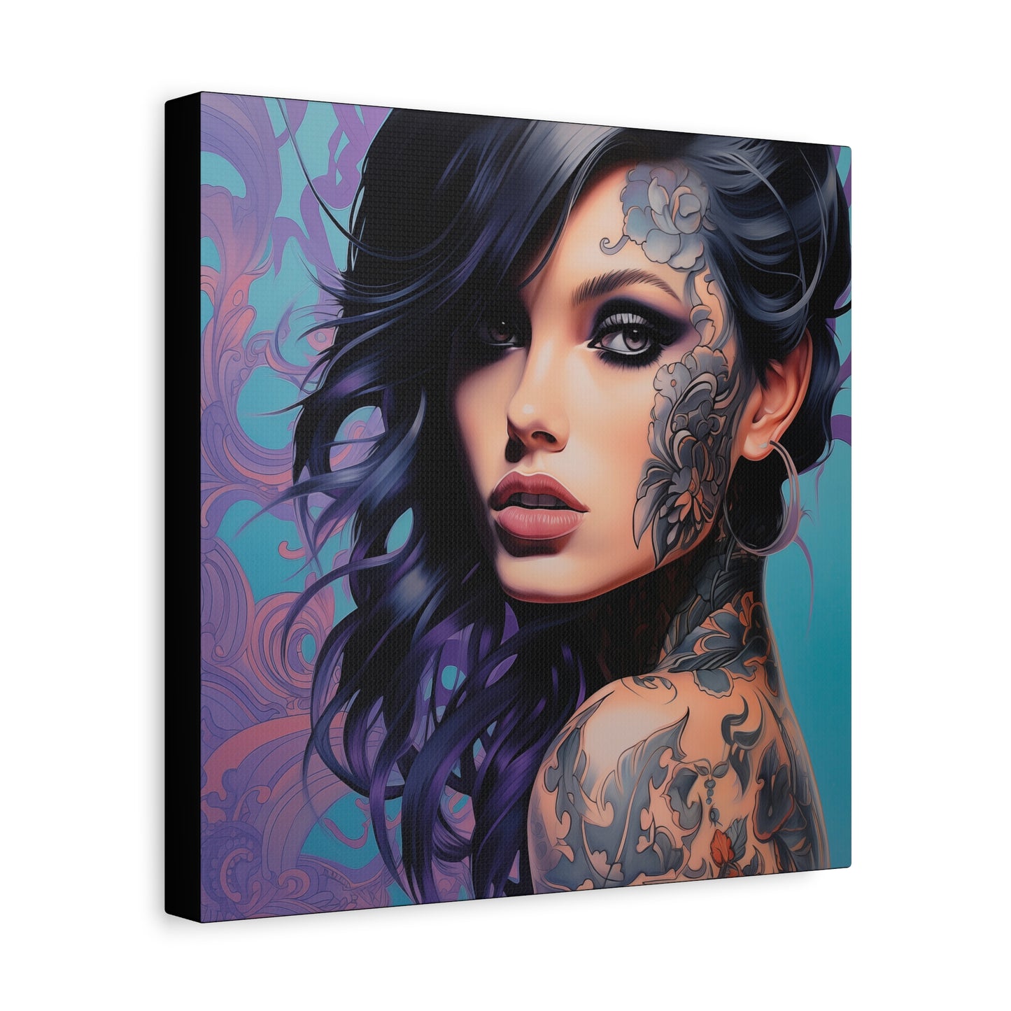 Gallery Wrapped Canvas, Edgy Tattooed Beauty, Urban Pop Art Canvas – Dominique