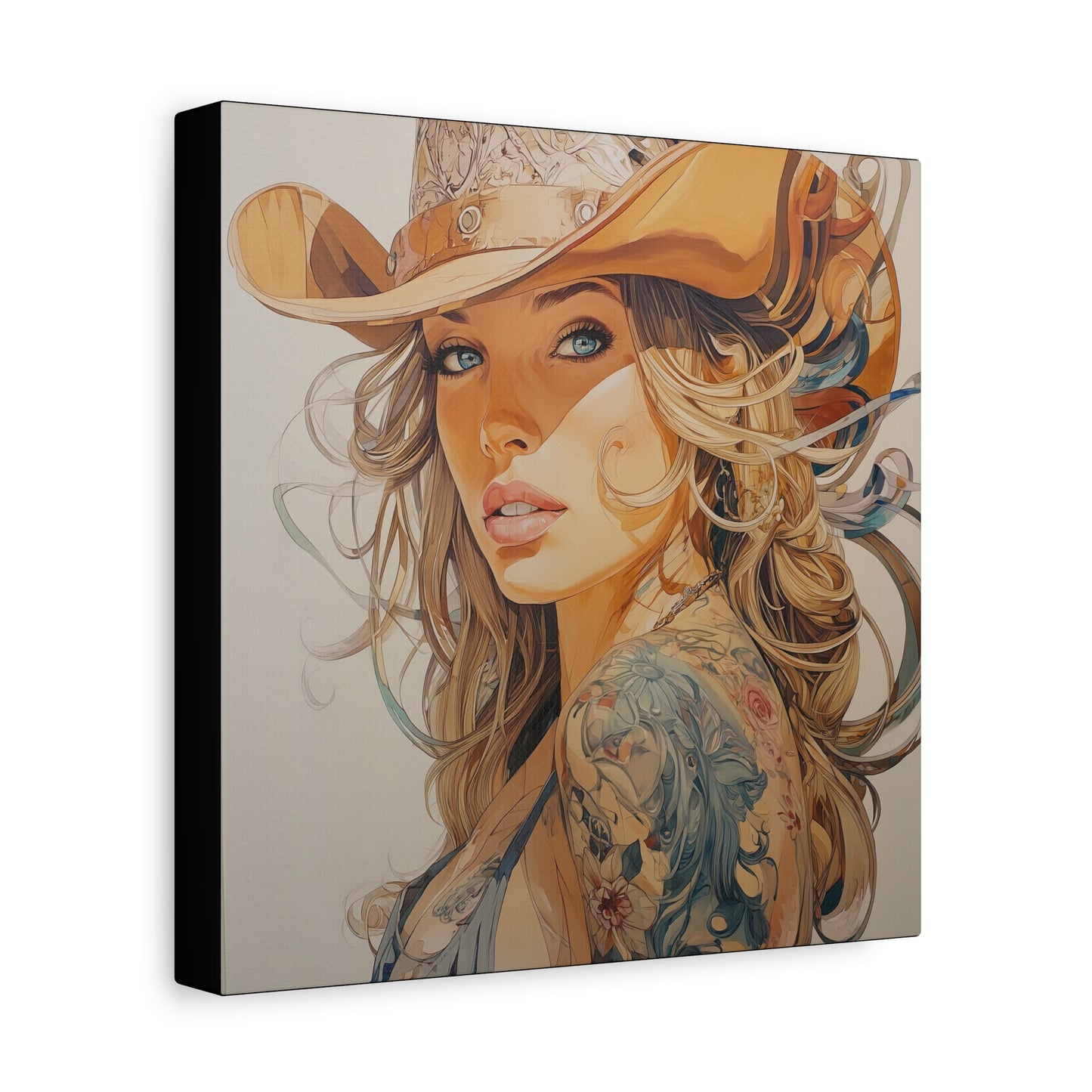 Gallery Wrapped Canvas, Wranglers and Wreckage Art Canvas, Erotic Pinup Art Canvas – Annie