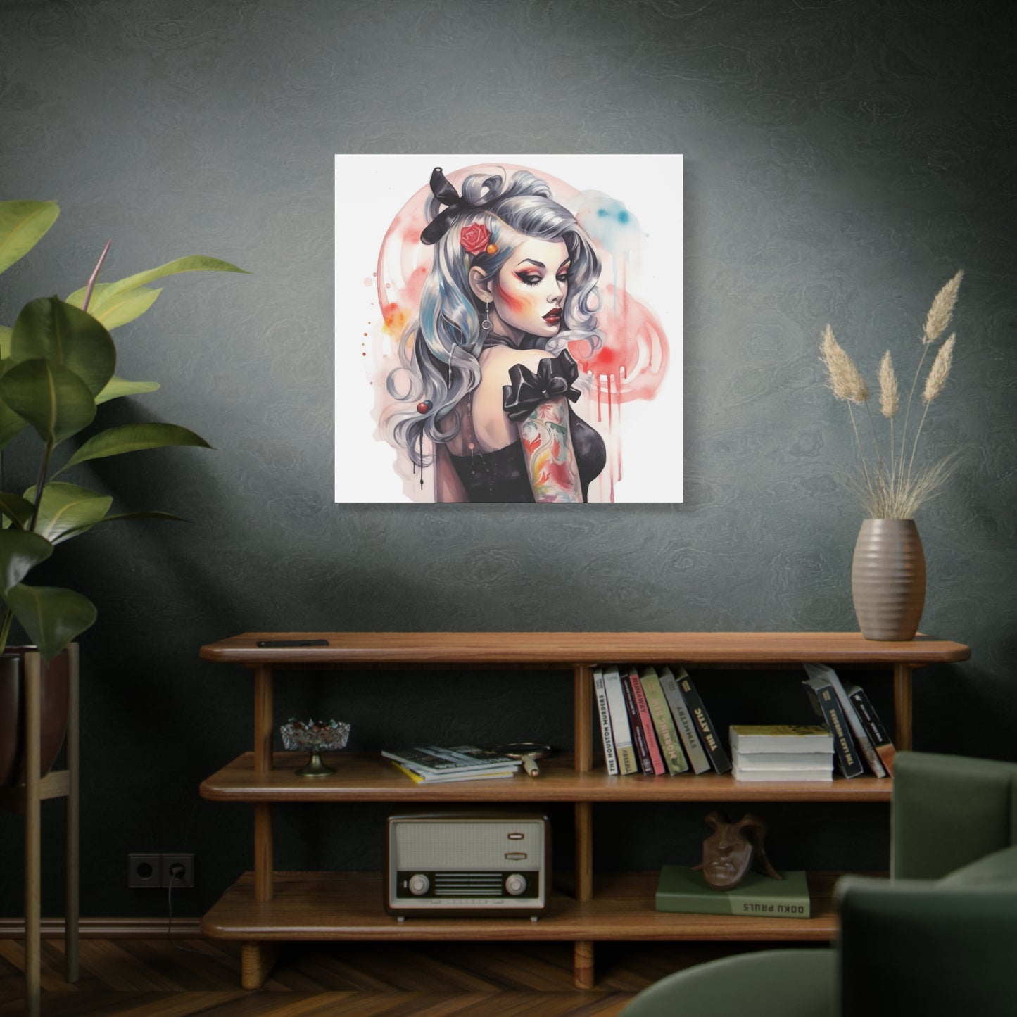 Gallery Wrapped Canvas, Edgy Tattooed Beauty, Urban Pop Art Canvas – Sabella