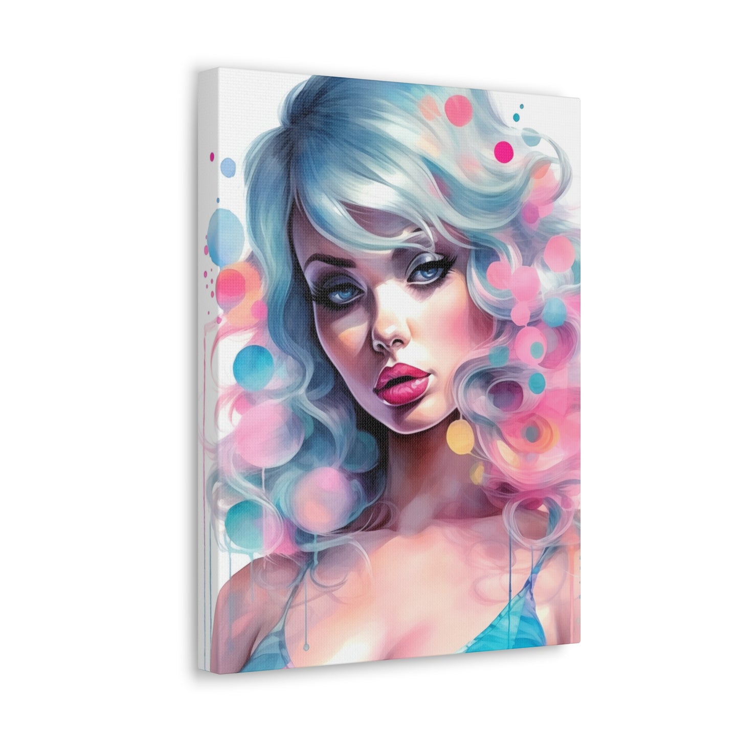 Canvas Gallery Wrapped High-Fashion Wall Art, Stylish Decor, Retro Femme Doll Pop Art – Sylvie