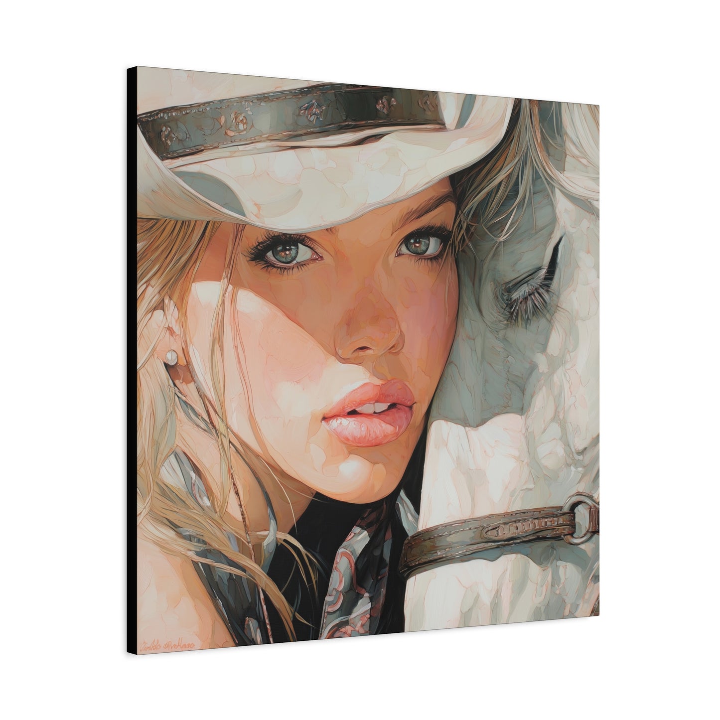 Gallery Wrapped Canvas, Wranglers and Wreckage Art Canvas, Erotic Pinup Art Canvas – Jolene