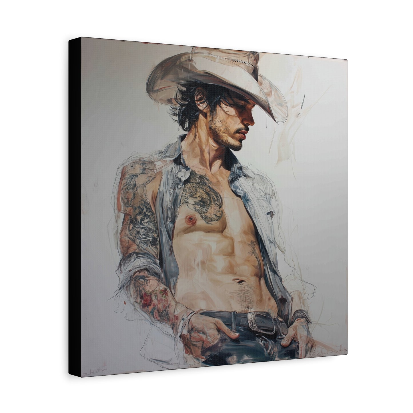 Gallery Wrapped Canvas, Wranglers and Wreckage Art Canvas, Erotic Pinup Art Canvas – Sawyer