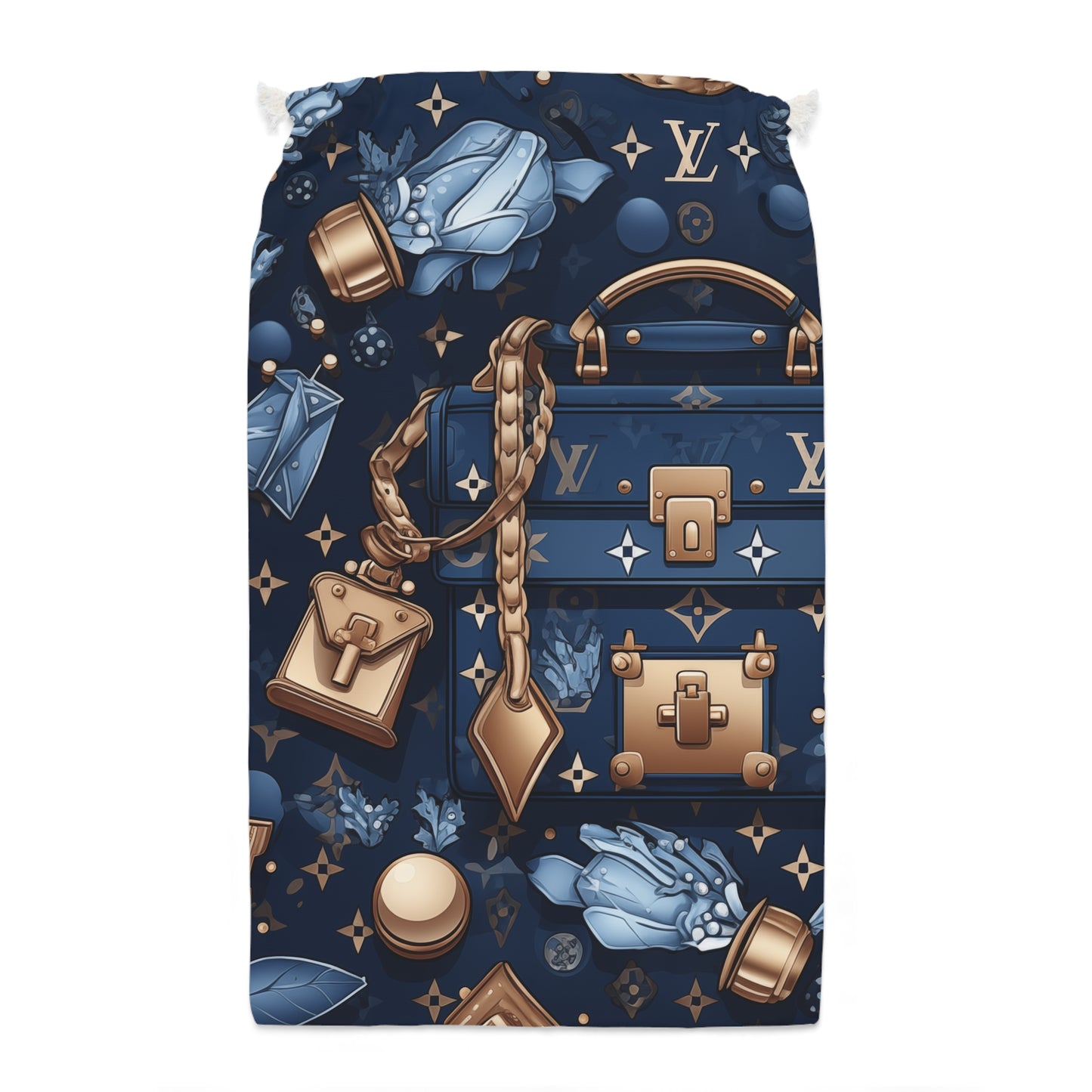 Designer Inspired Gift Sack - LV Blue and Gold