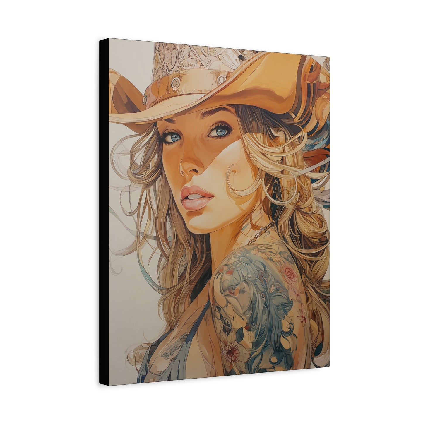 Gallery Wrapped Canvas, Wranglers and Wreckage Art Canvas, Erotic Pinup Art Canvas – Annie