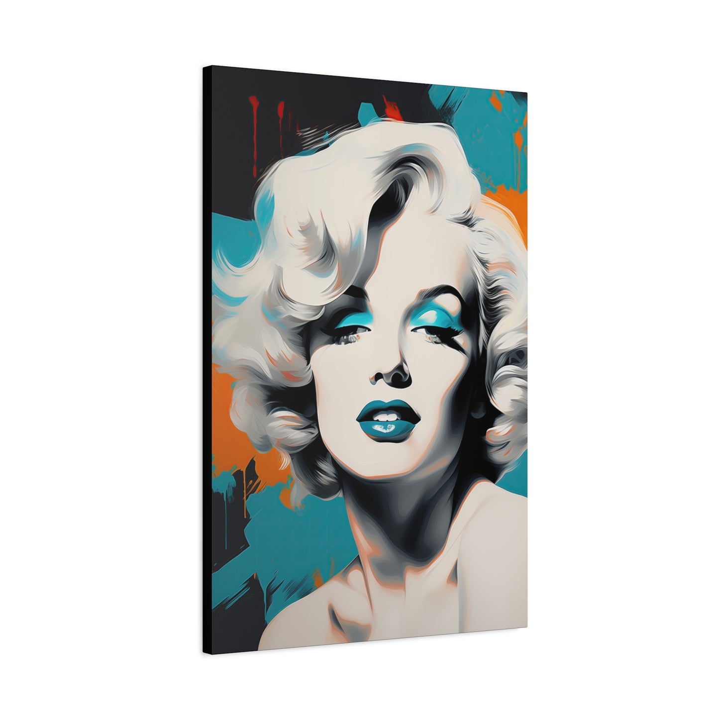 Canvas Wall Art, Gallery Wrapped Pop Art, Celebrity Wall Art – Marilyn Monroe - Orange and Teal