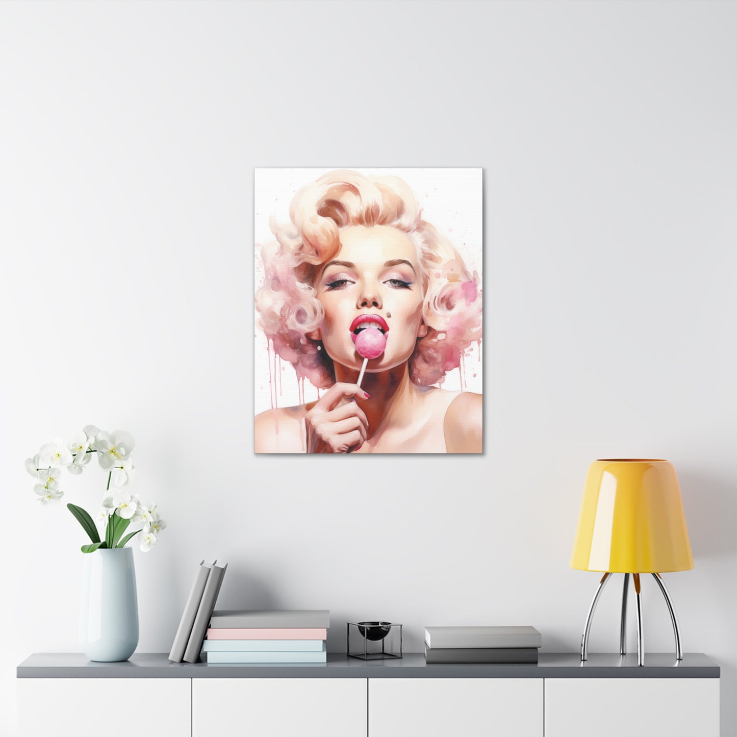 Canvas Wall Art, Gallery Wrapped Pop Art, Celebrity Wall Art – Marilyn Monroe - Lollipop